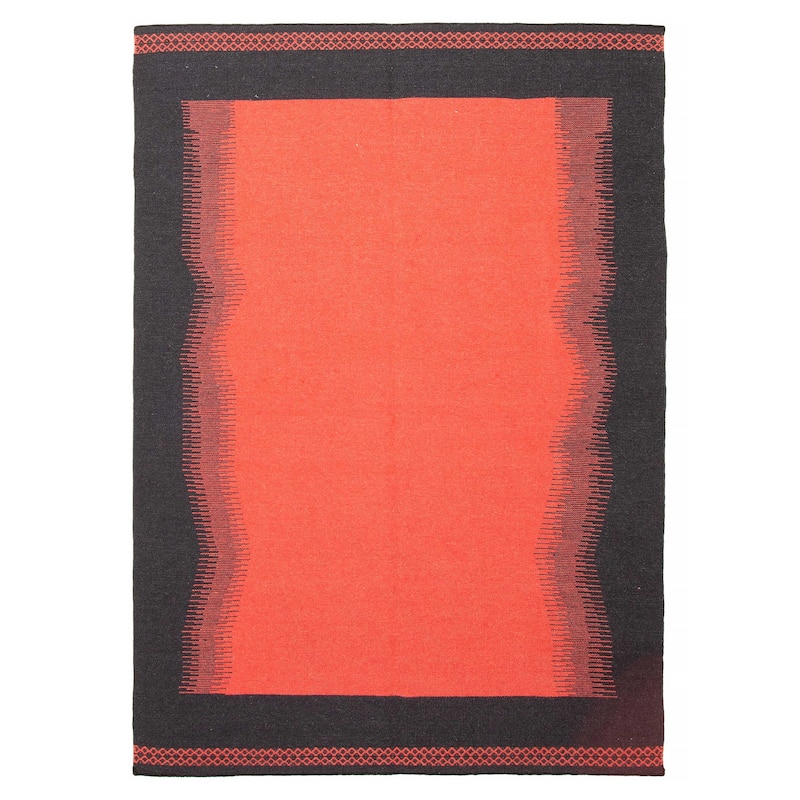 ECARPETGALLERY Flat-Weave Ankara FW Red Wool Kilim - 5'3 x 7'7 - Red - 5'3 x 7'7