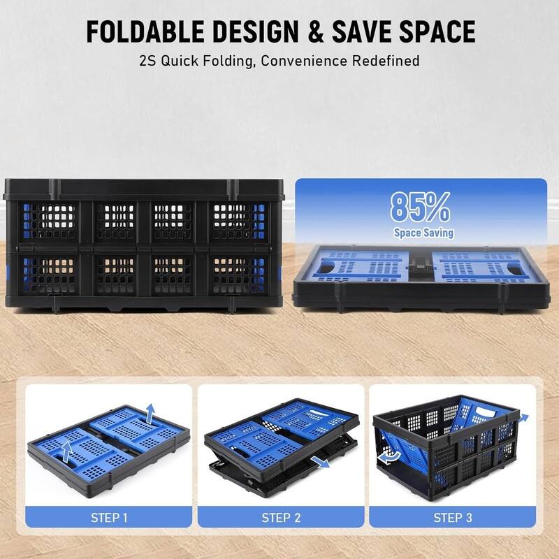 Foldable Storage Basket, Stackable Crate with Handle