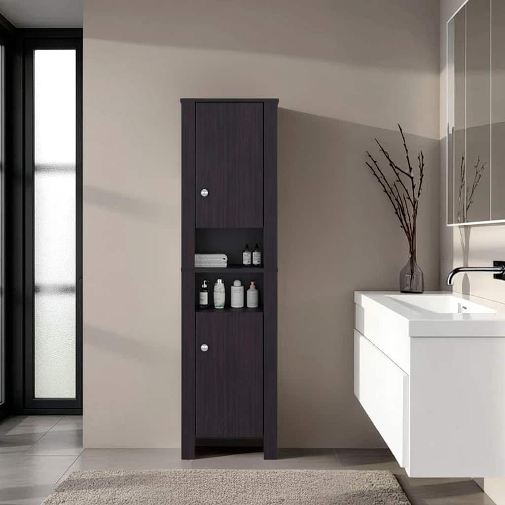 Bathroom Cabinet 63.3" H, 2 Doors, 6 Shelves, Black Wengue - Bathroom