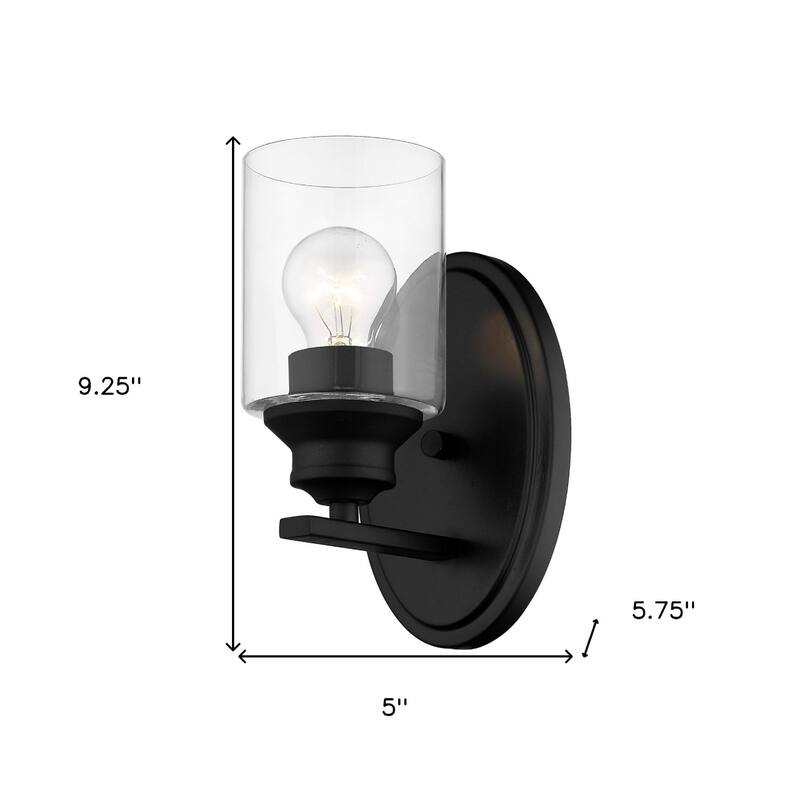 Modern Wall Sconce 1 Light with Clear Glass Shade and Steel Fixture Damp Rated Reversible Mounting - 9.25" H x 5" W x 5.75" D