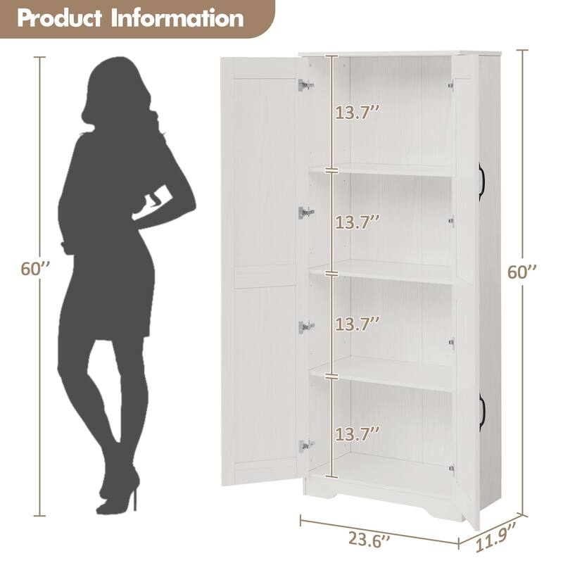 Kitchen Pantry Cabinet, Freestanding Black Pantry Storage Cabinet