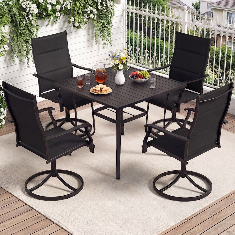 Gymax Padded Patio Swivel Chairs Set of 4 Ergonomic Outdoor Dining