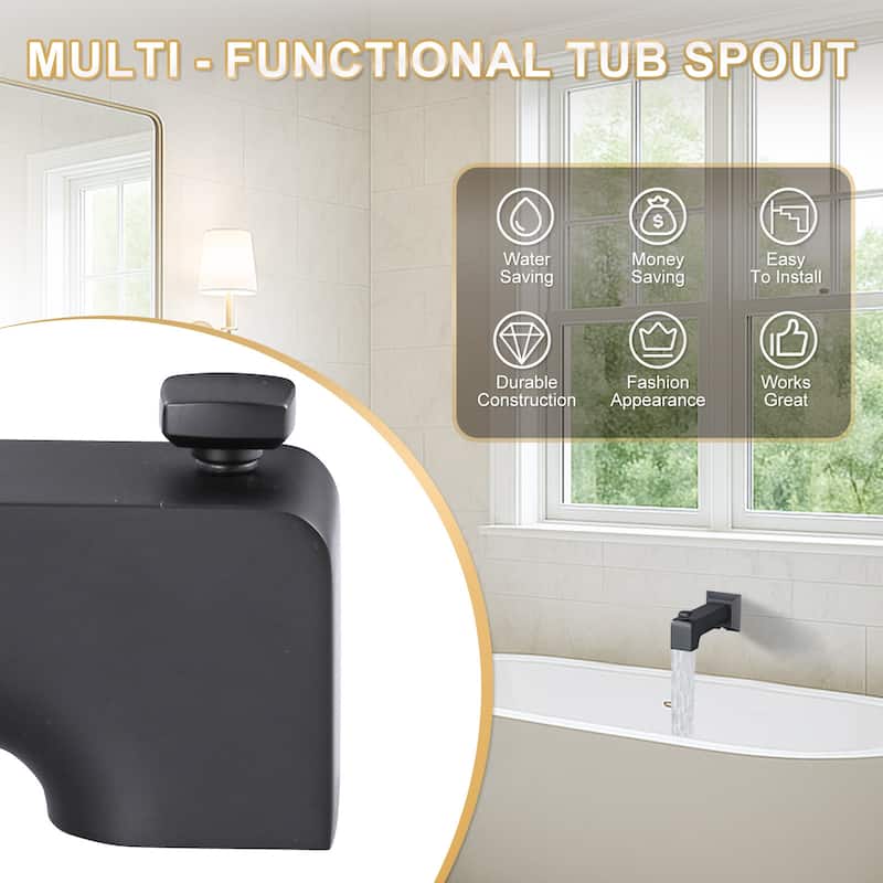WOWOW Wall-Mounted Square Bathtub Spout with Diverter