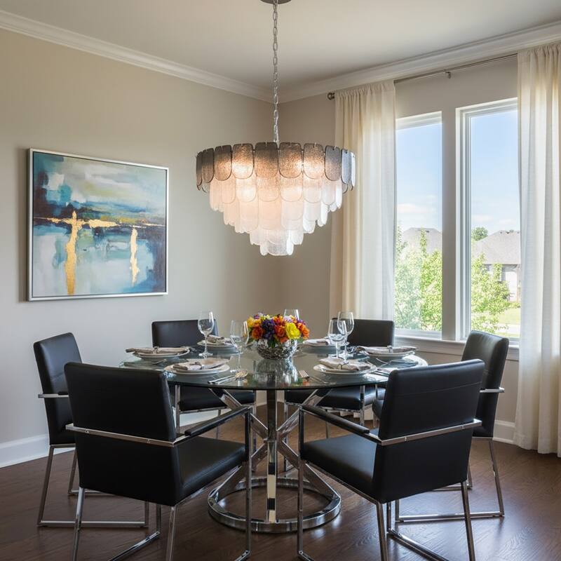 Artcraft Bianca - Chandelier - Polished Nickel - Crystalline with Piastra Type Glassware