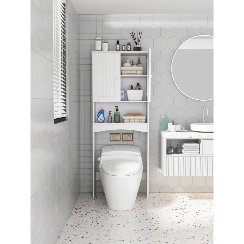Home Bathroom Shelf Over-The-Toilet, Bathroom SpaceSaver, Bathroom Storage Cabinet Organizer