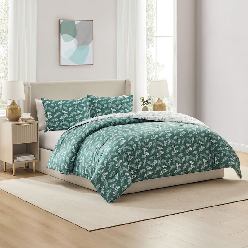 Empyrean 3PC Reversible Botanical Printed Comforter Bedding Set