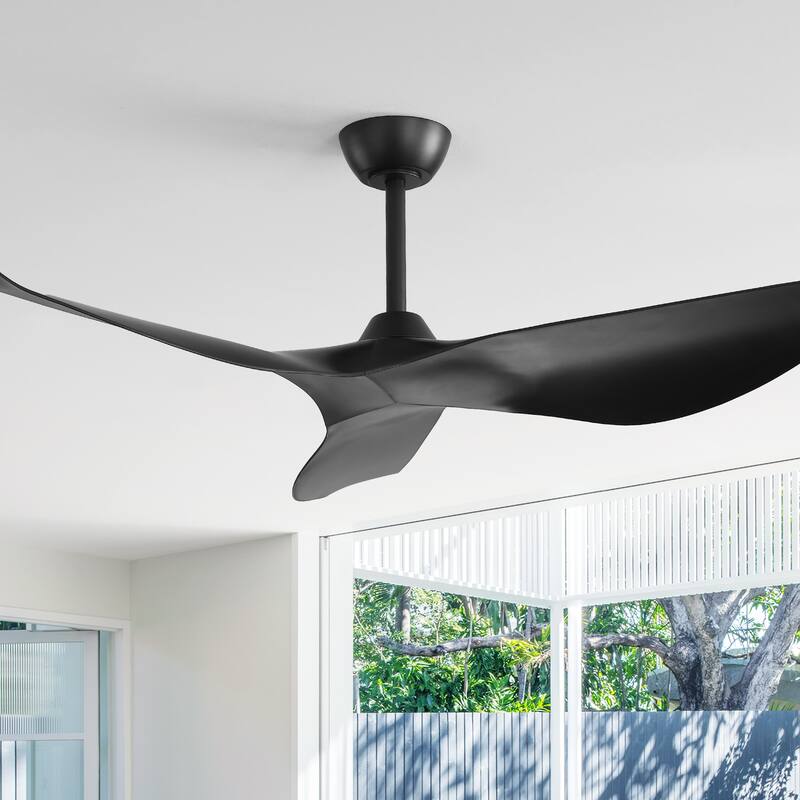 New Arrival 38-Inch Black Ceiling Fan No Light 3 ABS Blades Powerful DC Motor 1/4/8H Timer Living Room Bedroom Study Room - Black