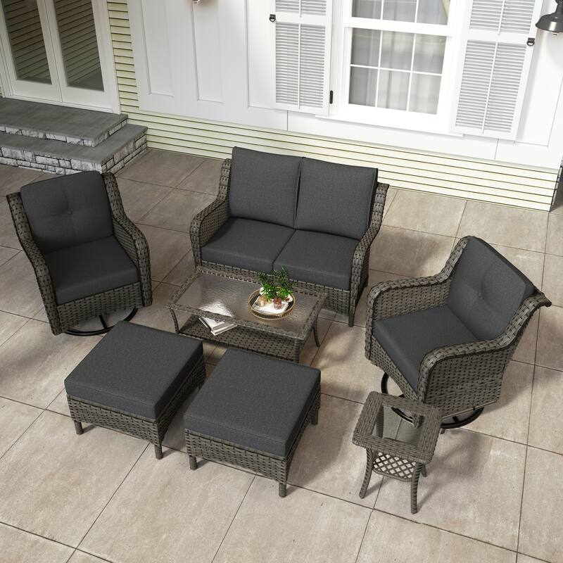 Outdoor 8-Piece Rattan Wicker Patio Furniture Sectional Sofa Set
