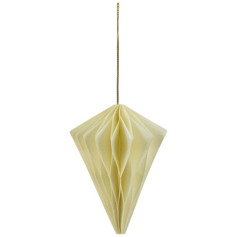Foldable Paper Honeycomb Christmas Finial Ornaments - 4" - Cream - Set of 4