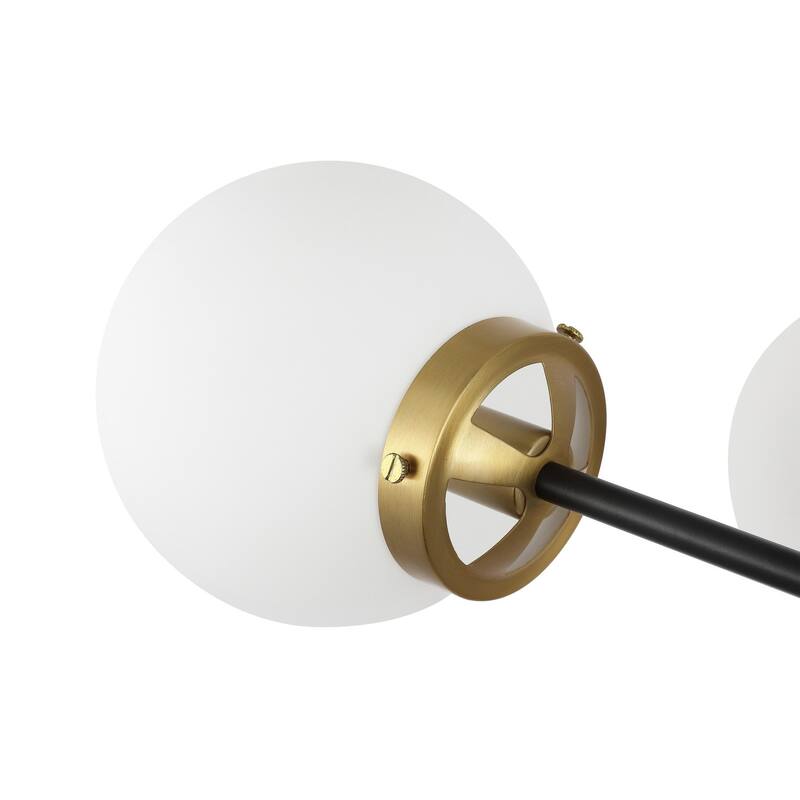 Modern Chandelier Sputnik Black Brass 8-Light Opal Glass 32"