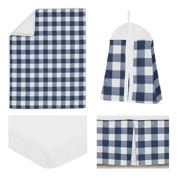 Blue plaid crib online bedding