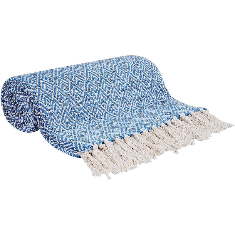 Aqua Blue Reversible Throw Blanket - Bed Bath & Beyond - 35085680