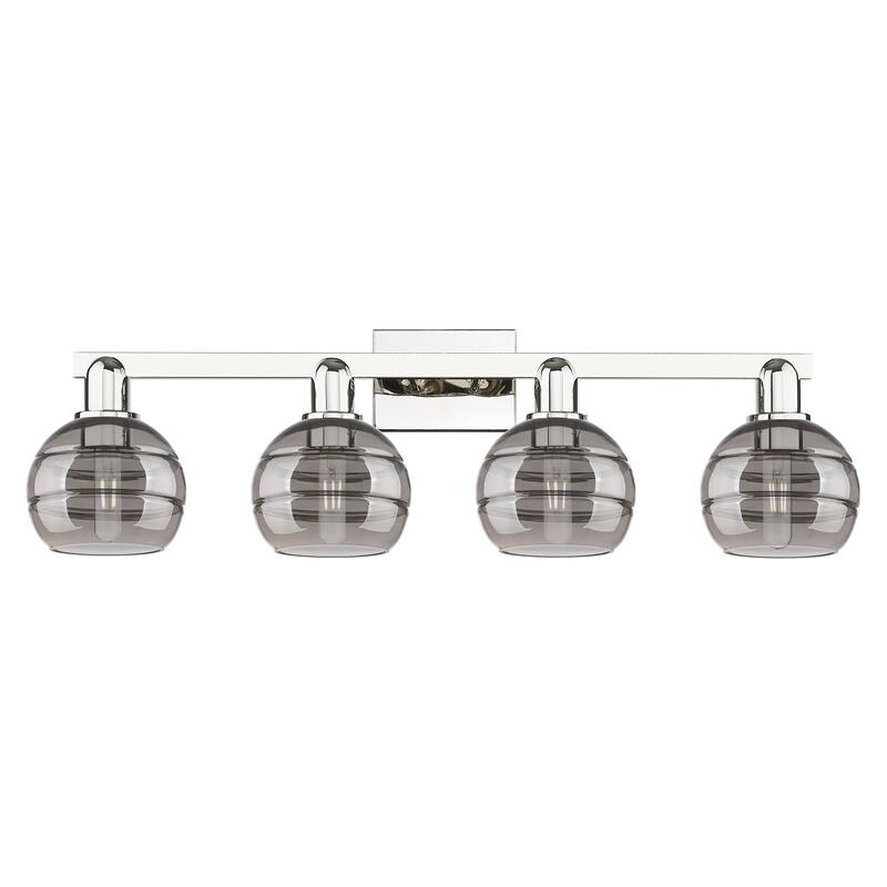 Innovations Lighting Endless Possibilities Arcadia - Rochester - 4 Light 33" Bath Vanity Light - Polished Nickel/Light Smoke