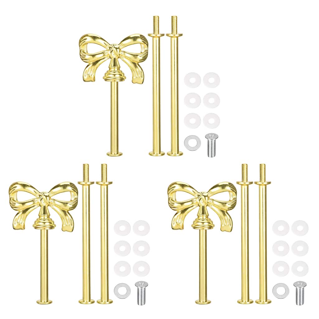 3 Set 3-Tier Cupcake Stand Hardware Fittings for Cake Stand, Bow-Knot Gold