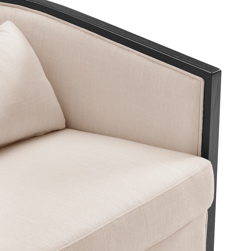 NPD Furniture Marilyn Linen Swivel Accent Arm Chair with Rattan