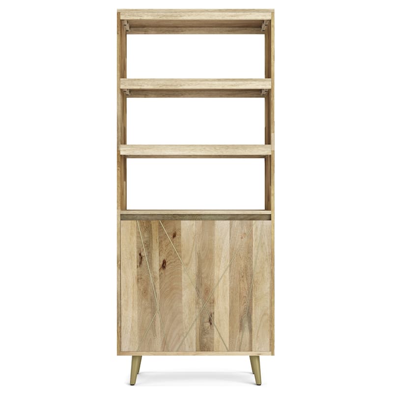 WYNDENHALL Bissell SOLID MANGO WOOD 72 x 30 inch Contemporary Bookshelf with Doors in Natural - 15" d x 30" w x 72" h