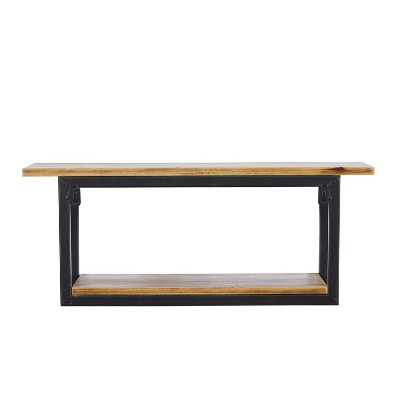 Metal 4 Shelves Wall Shelf - Set of 2 Brown - Roche River Decor