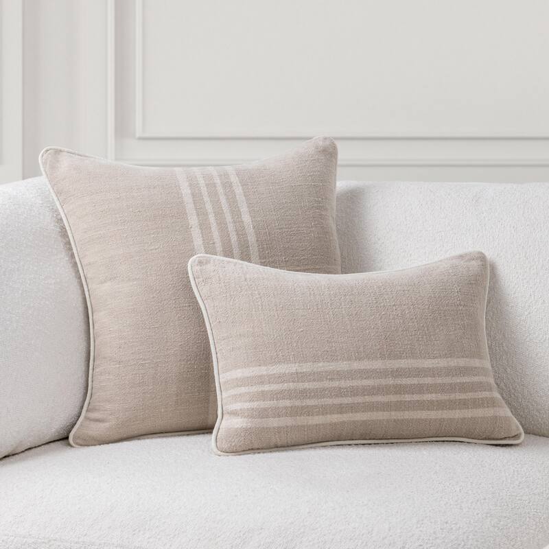 Villa by Classic Home Newport Linen Fabric Throw Pillow - 14x20 - Natural/Ivory