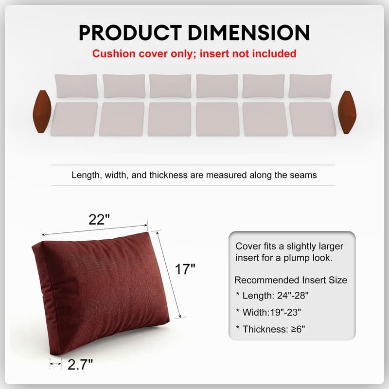 FINCATI 28" × 28" Outdoor Cushion Cover, Sofa Cushion Replacement Slipcover, Patio Seat Cover 28 Inches (COVER ONLY!)
