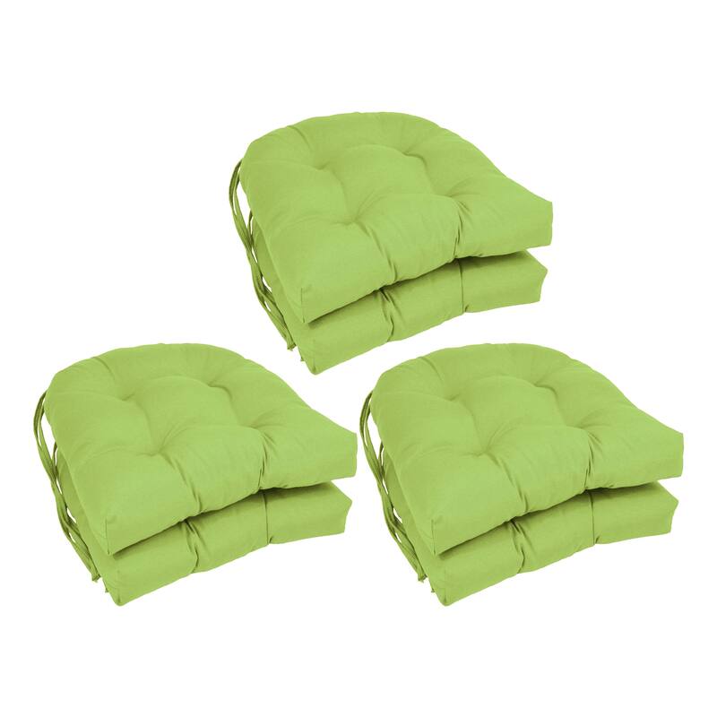 16-inch U-Shaped Indoor Twill Chair Cushions (Set of 2, 4, or 6) - 16" x 16" - Set of 6 - Mojito Lime