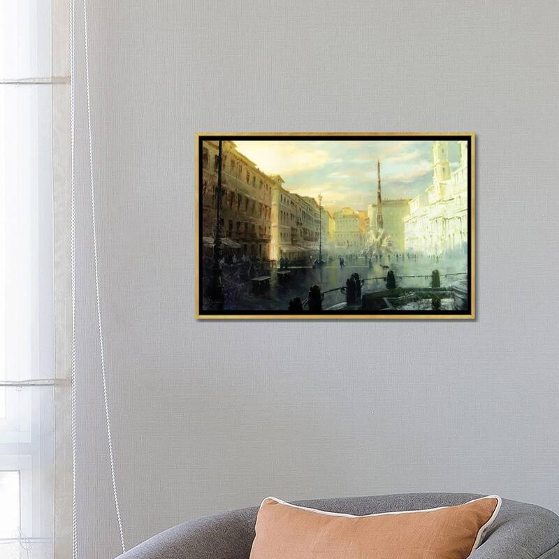 iCanvas "Rome - Piazza Navona At Dawn Full Size" by Christopher Clark Framed