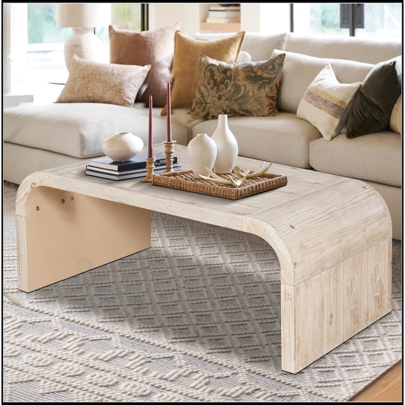 Farmhouse Vintage Crafts Coffee Table,Curved Art Deco Design