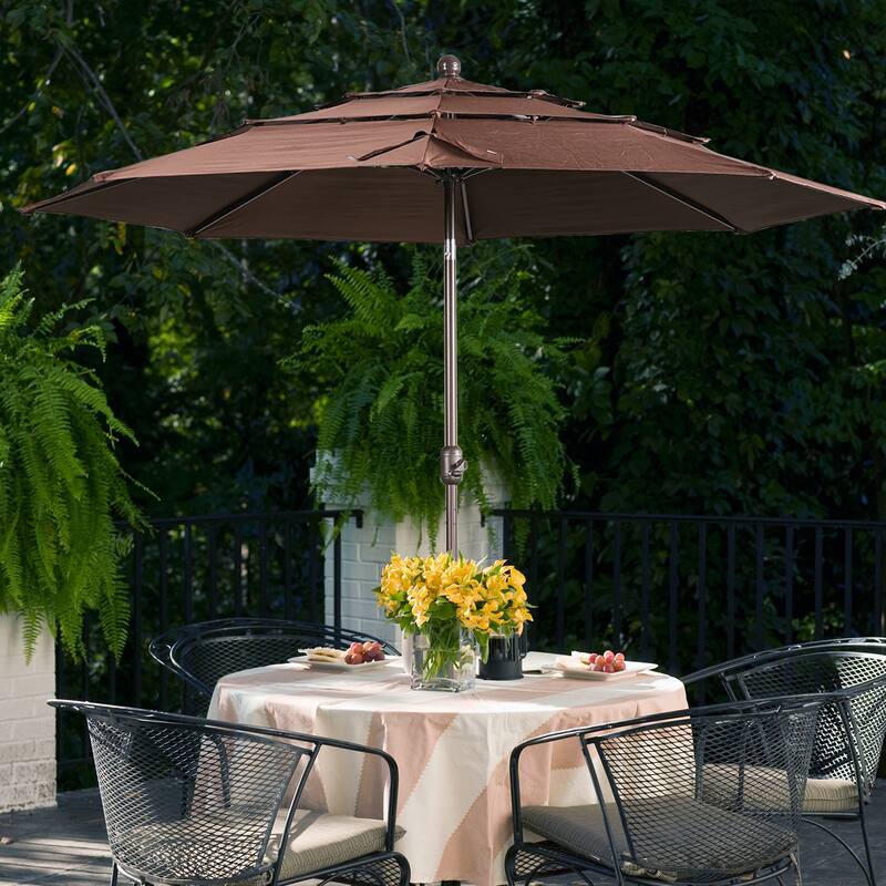 Aoodor Patio Umbrella 10 ft. for Dining Table Outdoor Market Yard Use 3 Tier Ventilation (Umbrella only)