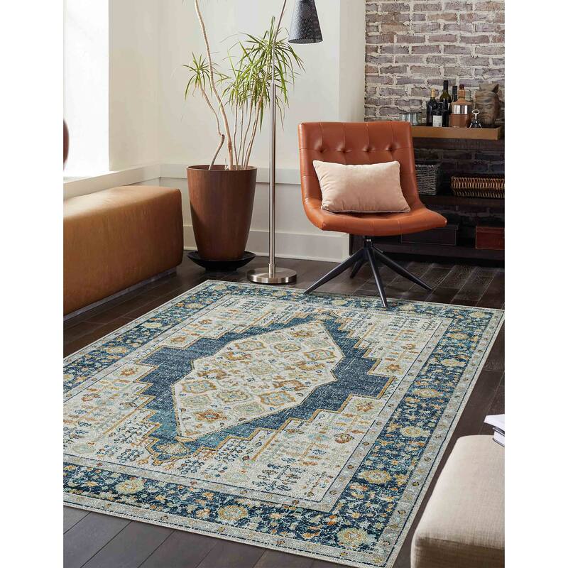 ECARPETGALLERY Machine Woven Kinsley Navy Area Rug