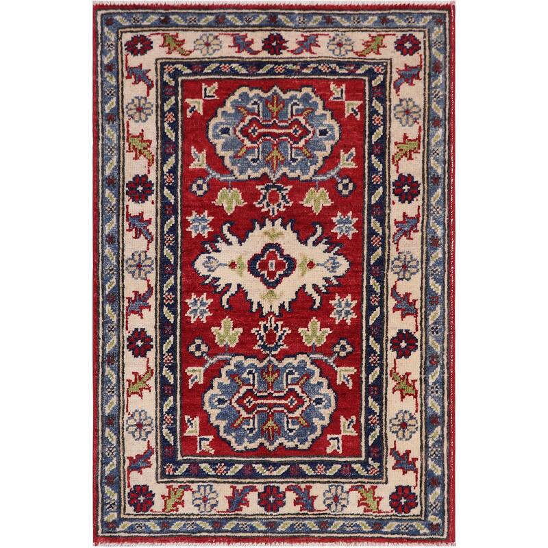 Bohemian Kazak Brittany Red/Beige Wool Rug - 2'0'' x 3'0''