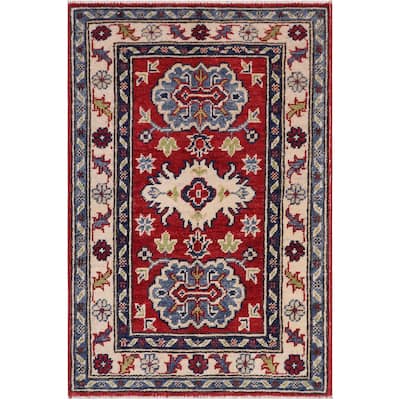 Bohemian Kazak Brittany Red/Beige Wool Rug - 2'0'' x 3'0''