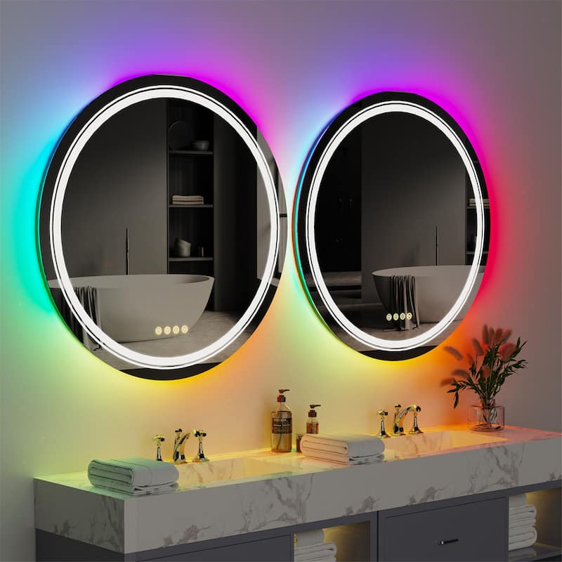 Firm RGB Backlit Led Mirror Bathroom Vanity 3 Dimmable Lights Anti-fog