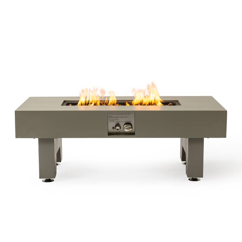 42" Rectangle Propane Fire Pit Table,Iron Multi-Purpose Outdoor Heater - Grey