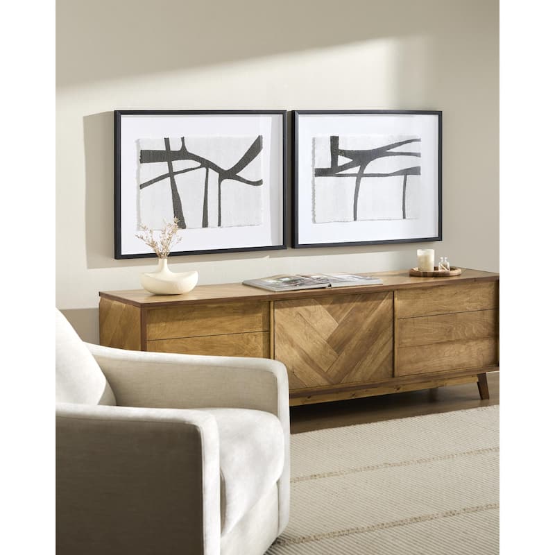 Livabliss Antonym Modern Framed Art Set of 2 - Black