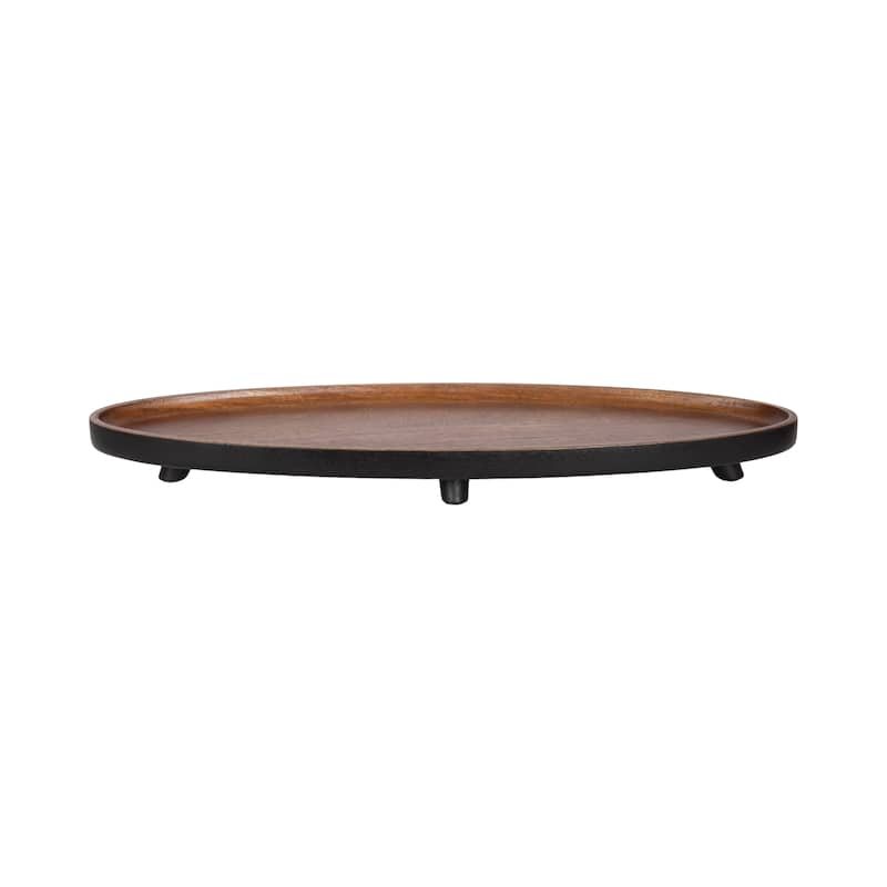 Kate and Laurel Tomaz Oval Footed Tray Wood