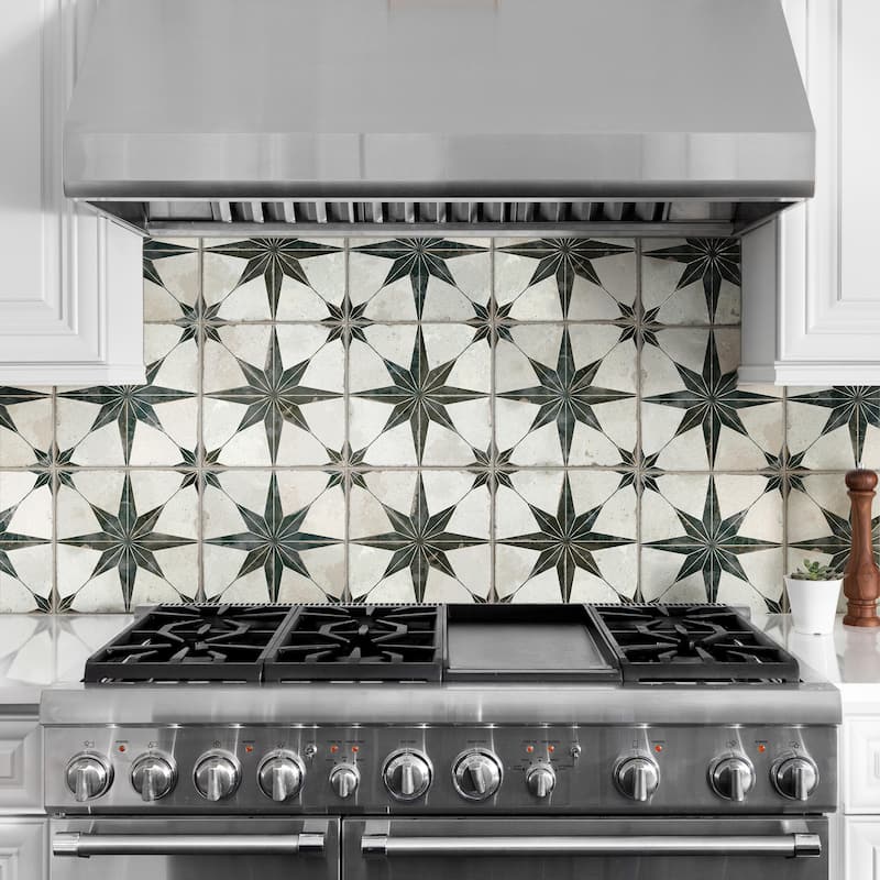 Merola Tile Kings Star North Nero 13" x 13" Ceramic Floor and Wall Tile - Sample swatch