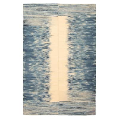 ECARPETGALLERY Flat-Weave Ankara FW Teal Wool Kilim - 5'2 x 8'0