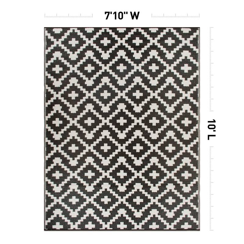Trellis Geometric Reversible Plastic Outdoor Rugs