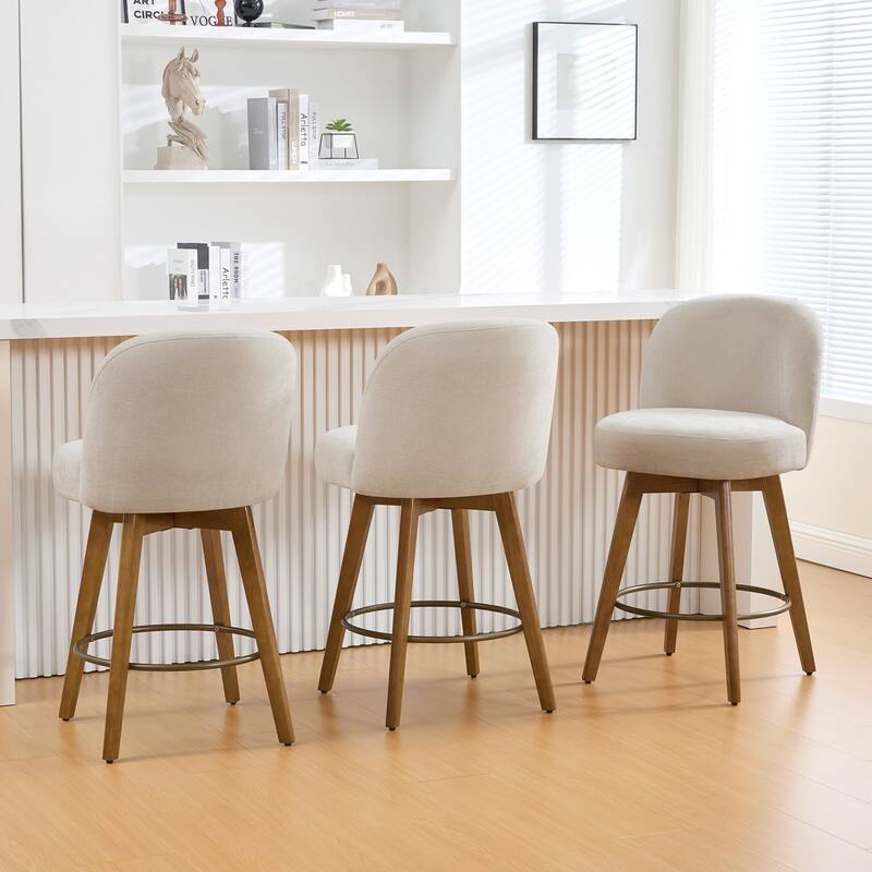 Fabric Upholstered Counter Height Swivel Bar Stools - 37.8"H x 19.7"W x 23.2"D
