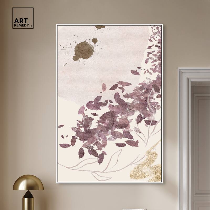 Art Remedy Golden Vineyards Framed Boho Abstract 1 Piece Canvas Wall Art