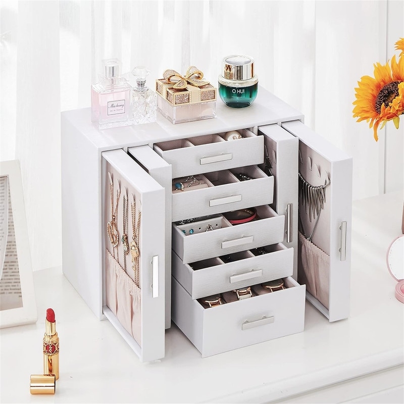 Jewelry Box Jewelry Holder Organizer 6.34 D x 13.11 W x 8.82 H White