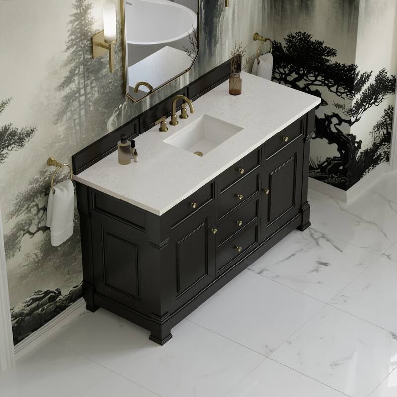 Brookfield 60S" Single Vanity, Black Onyx - Lime Delight