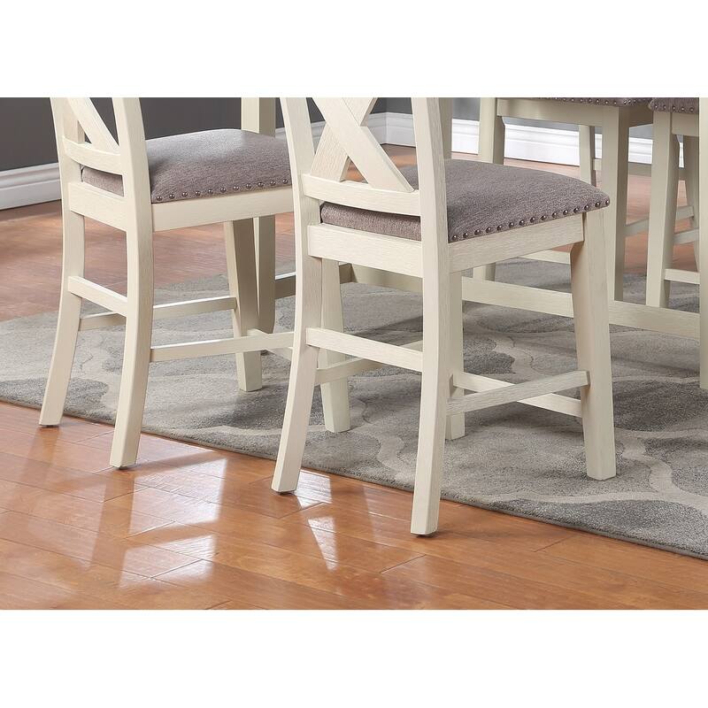 5 Piece Counter Height Dining Table Set, Wooden Kitchen Breakfast Table Set with Storage Shelves, 2 High Chairs & 2 Stools