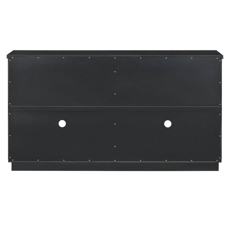 Spruce & Spring 4-Door Large Storage Buffet Cabinet with Glass Doors