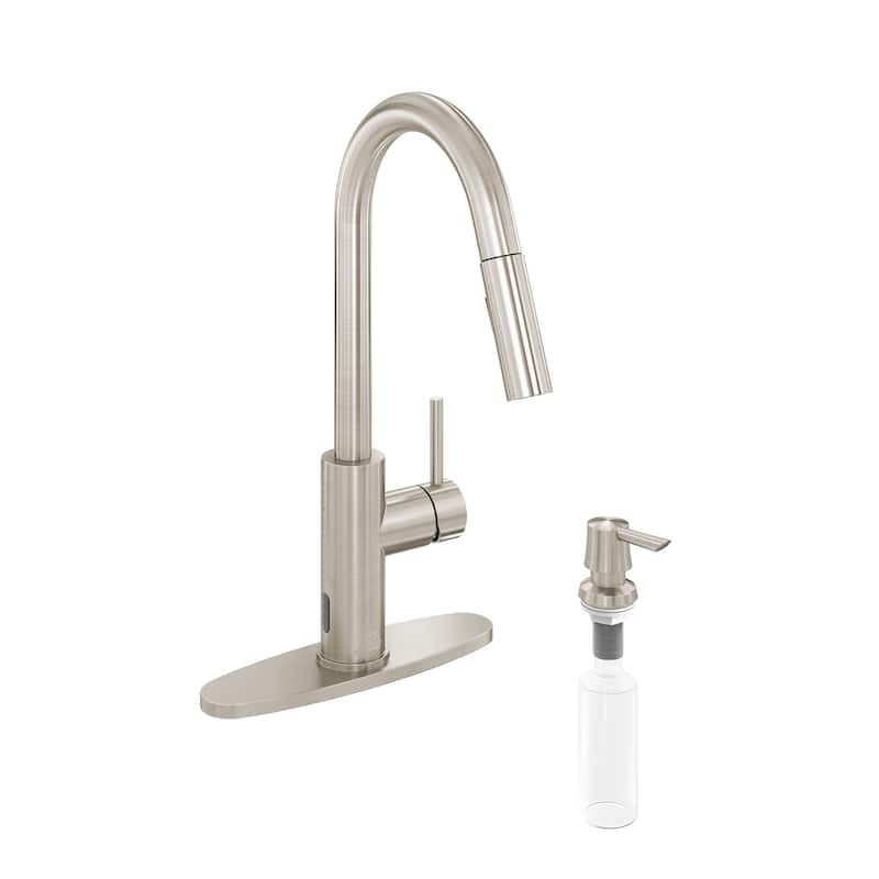 Pull Down Sprayer Kitchen Faucet with Infrared Sensor - Chrome/Clear