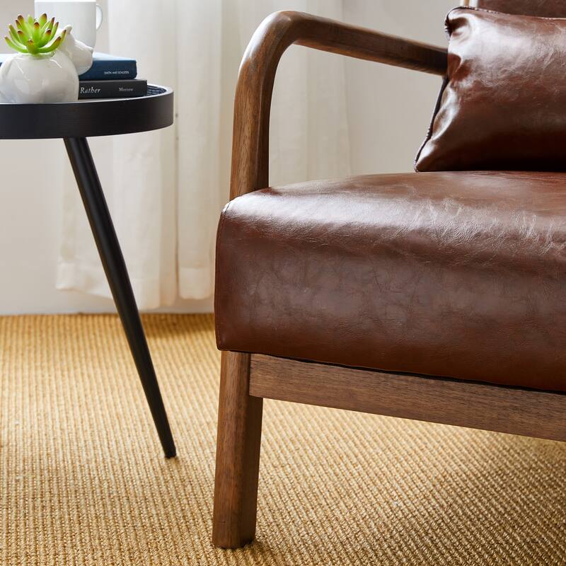 Glitzhome Set of 2 30.75"H Mid-Century Modern PU Leather Accent Chairs with Cushion - 25.75"W x 33.75"D x 30.75"H