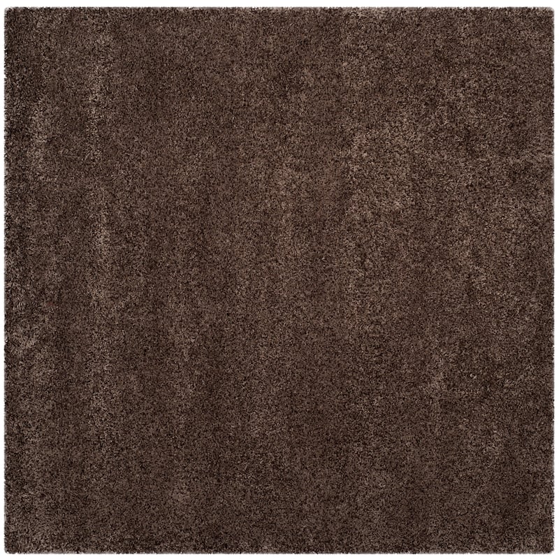 SAFAVIEH Santa Monica Shag Einara 2-inch Thick Area Rug - 6'7" Square - Mushroom - Square