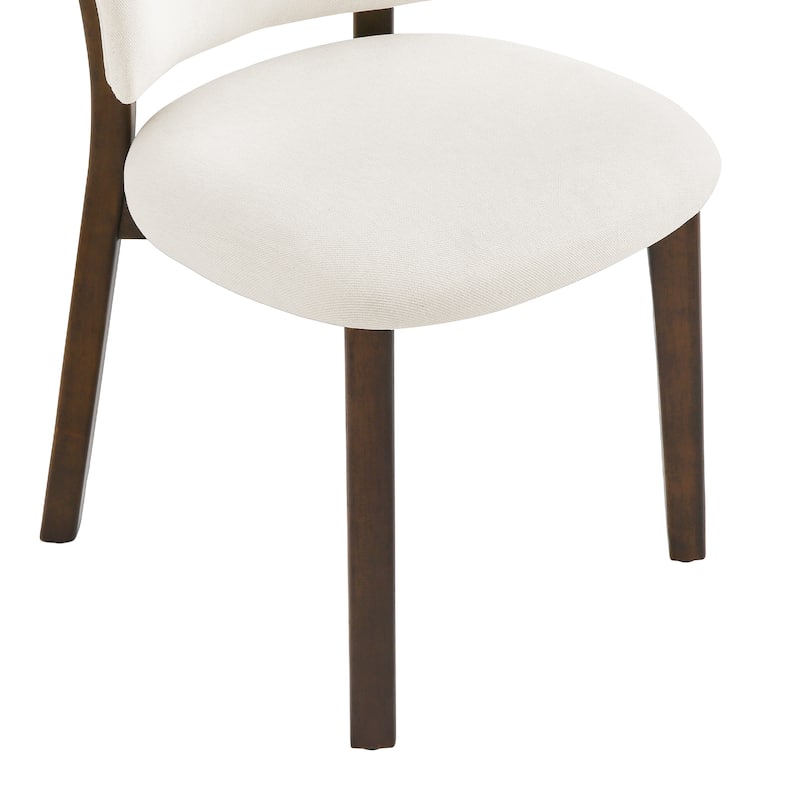 Fabric Upholstered Dining Chairs Set of 2/4 with Wooden Legs, Modern Kitchen Dining Chairs with Back, Walnut Flaxen