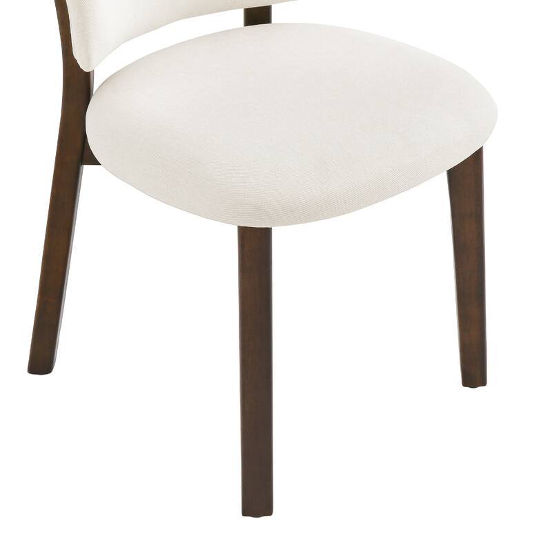 Wooden Dining Chairs with Back Set of 2/4, Modern Fabric Upholstered Kitchen Chairs in Flaxen for Kitchen Dining Living Room.