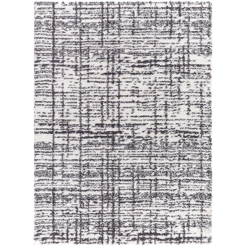 Livabliss Sacramento Shag Modern & Contemporary Area Rug - Black - 5' 3" x 7'
