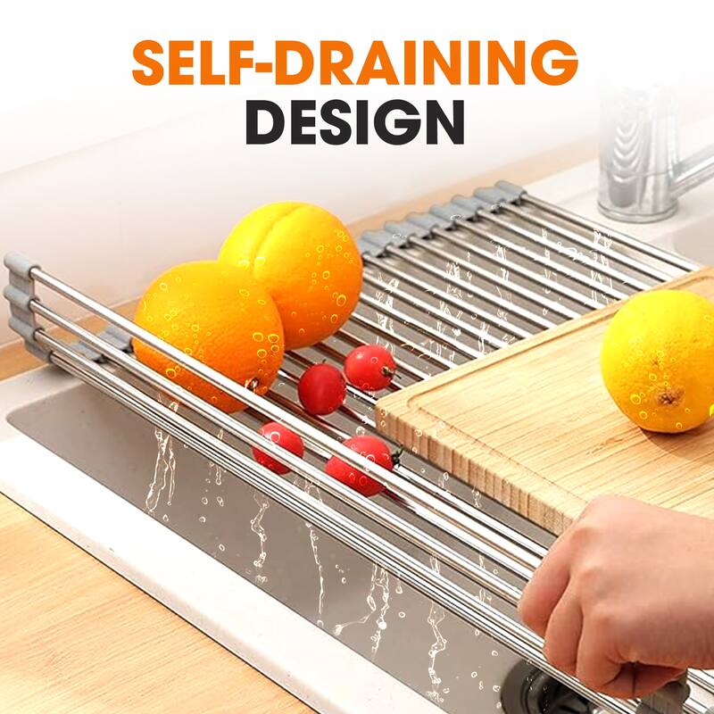 Cheer Collection Multipurpose Over The Sink Stainless Steel Drying Rack
